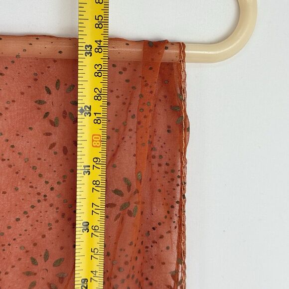 Women Floral Orange Sheer Rectangular Scarf 66” - Picture 6 of 7